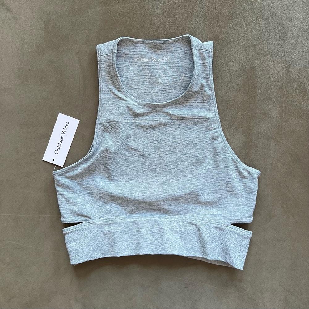 NWT Outdoor Voices Slashback Crop Top in Blue Quartz